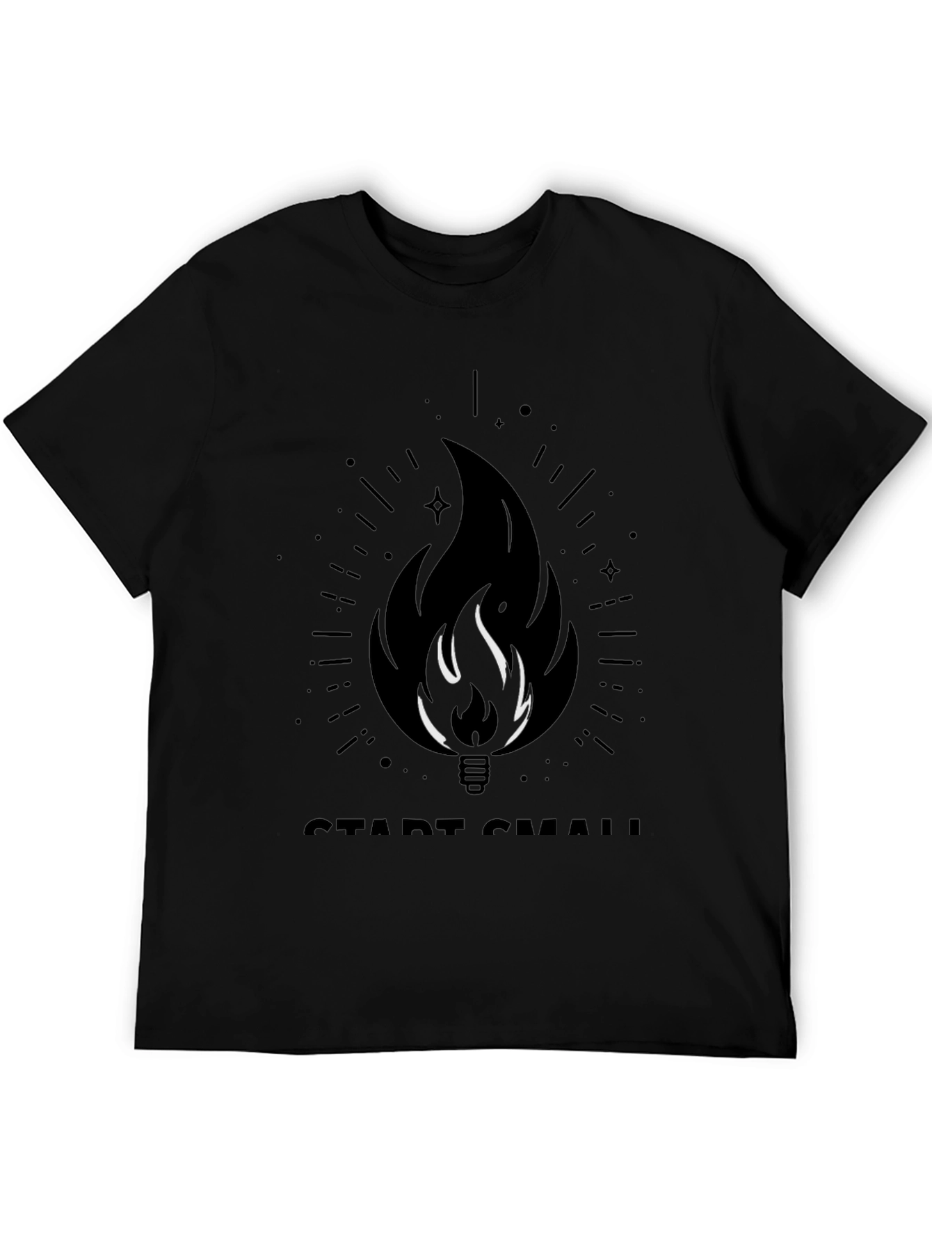 Start Small Flame Graphic Black T-Shirt