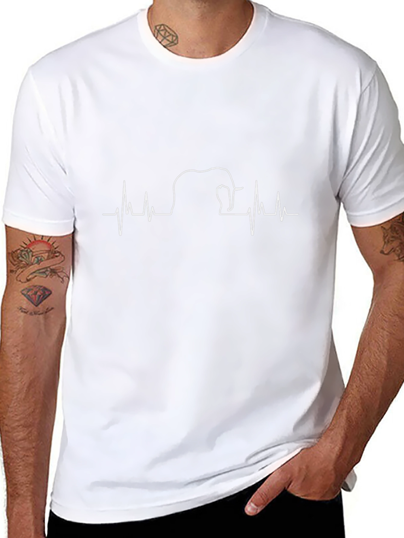 Elephant Heartbeat Graphic T-Shirt - Stylish Animal Lover Tee