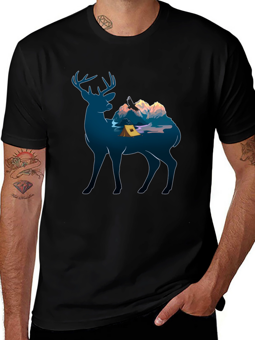 Deer Camping Graphic Tee - Nature Lover Apparel