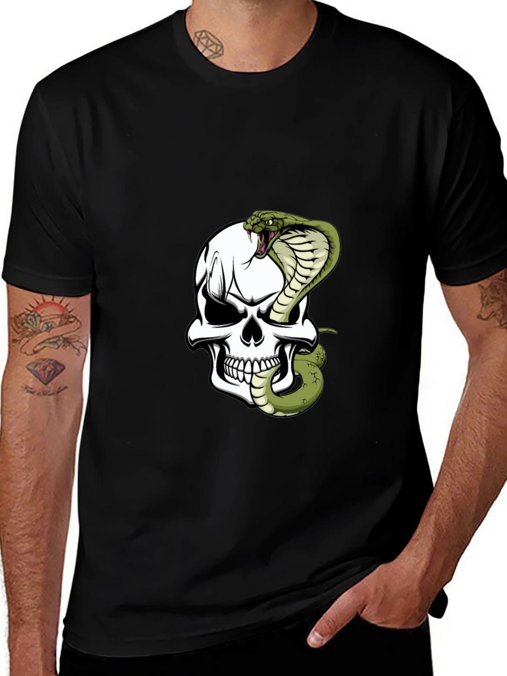 Skull & Cobra Graphic Tee - Bold Black T-Shirt