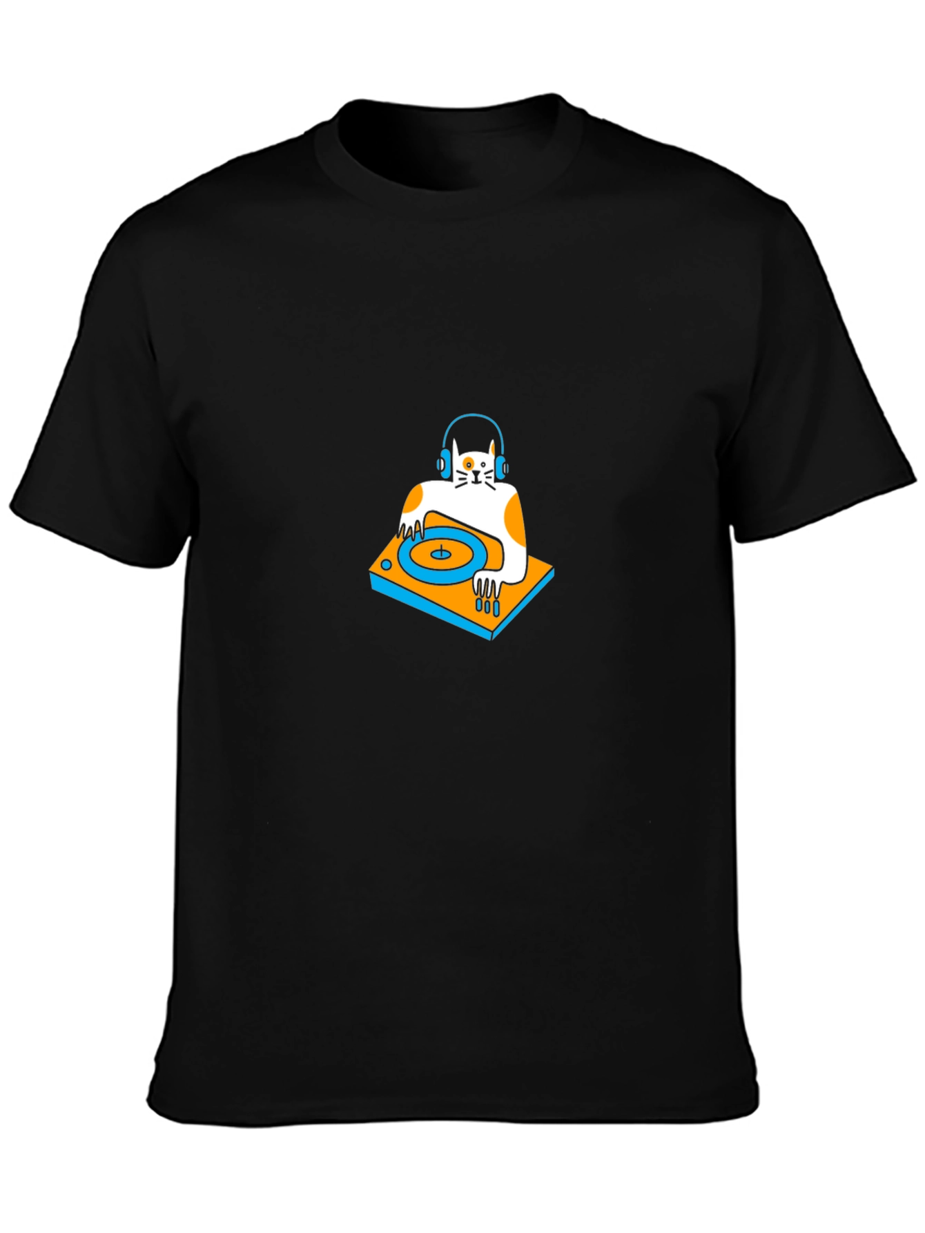 DJ Cat Black T-Shirt: Cool & Unique Design