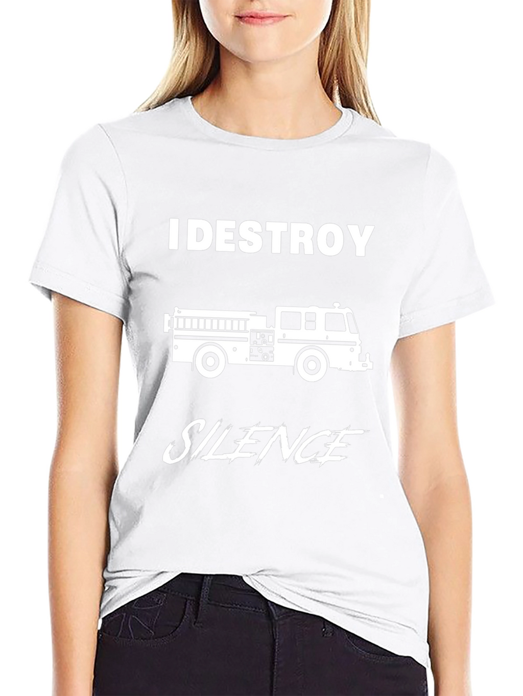 I Destroy Silence Fire Truck Graphic Tee