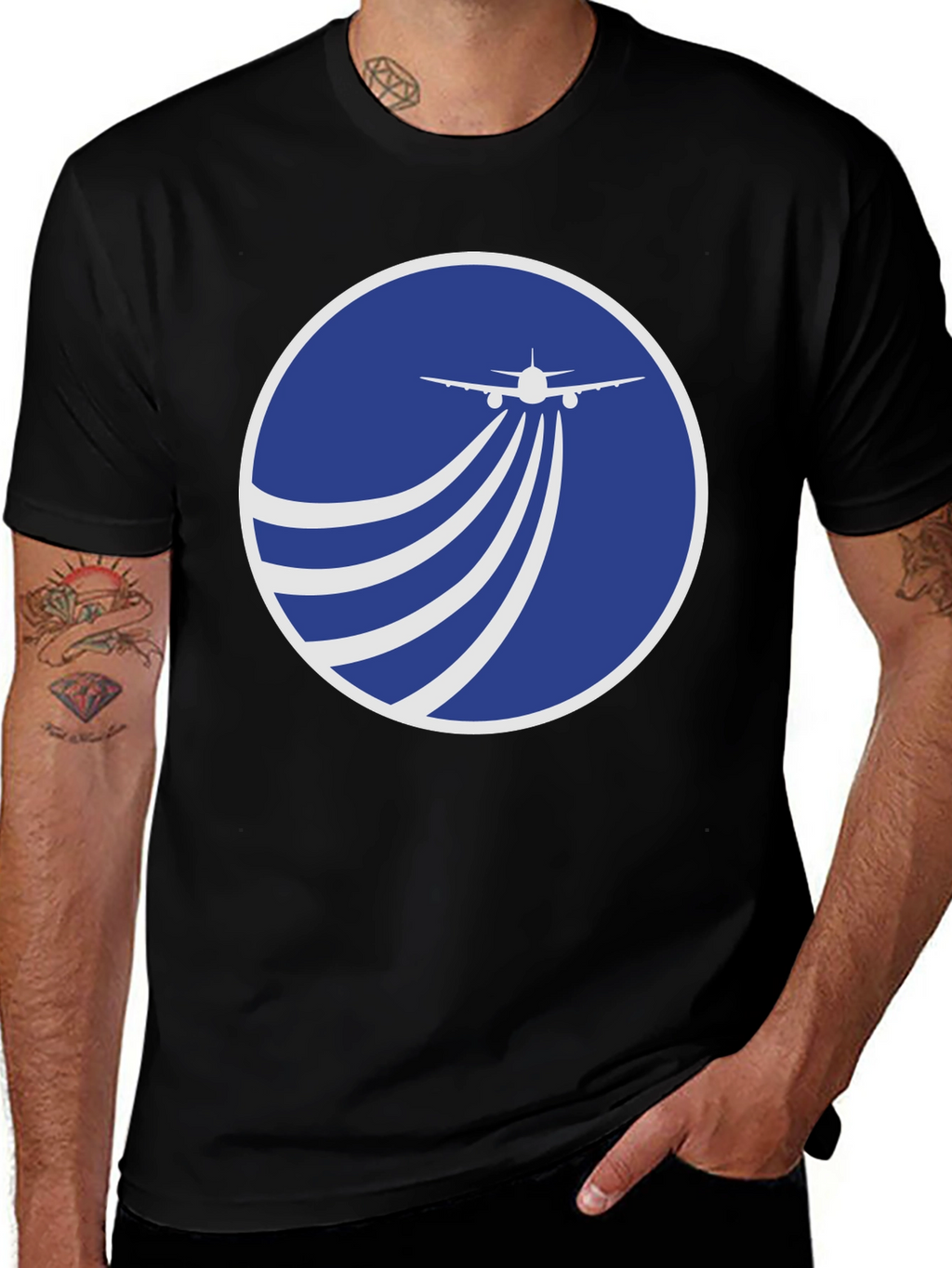 Airplane Trail Graphic T-Shirt - Black