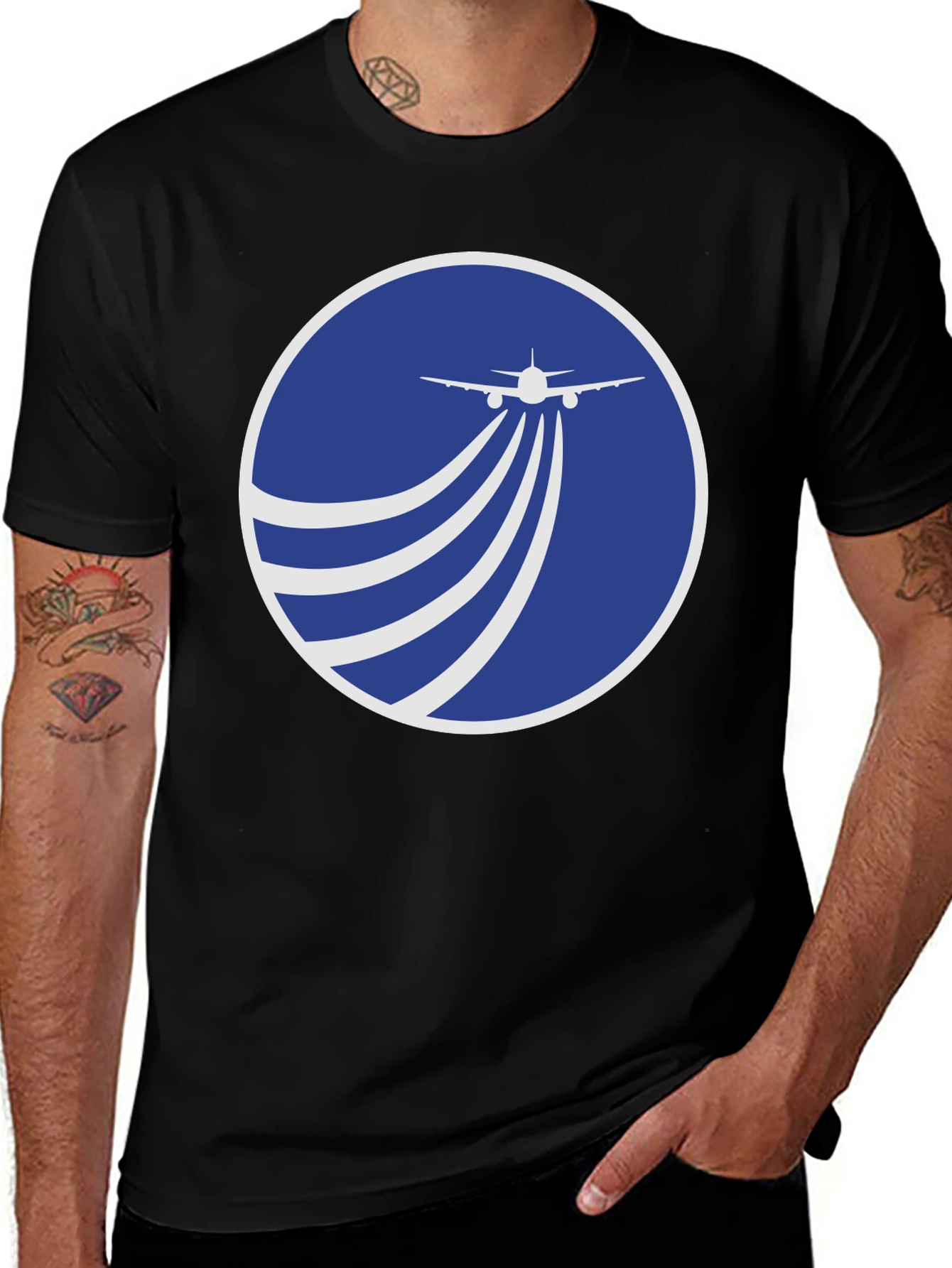 Airplane Trail Graphic T-Shirt - Black