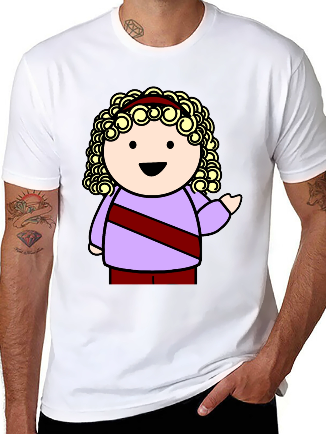 Cartoon Character Graphic Tee - Black T-Shirt
