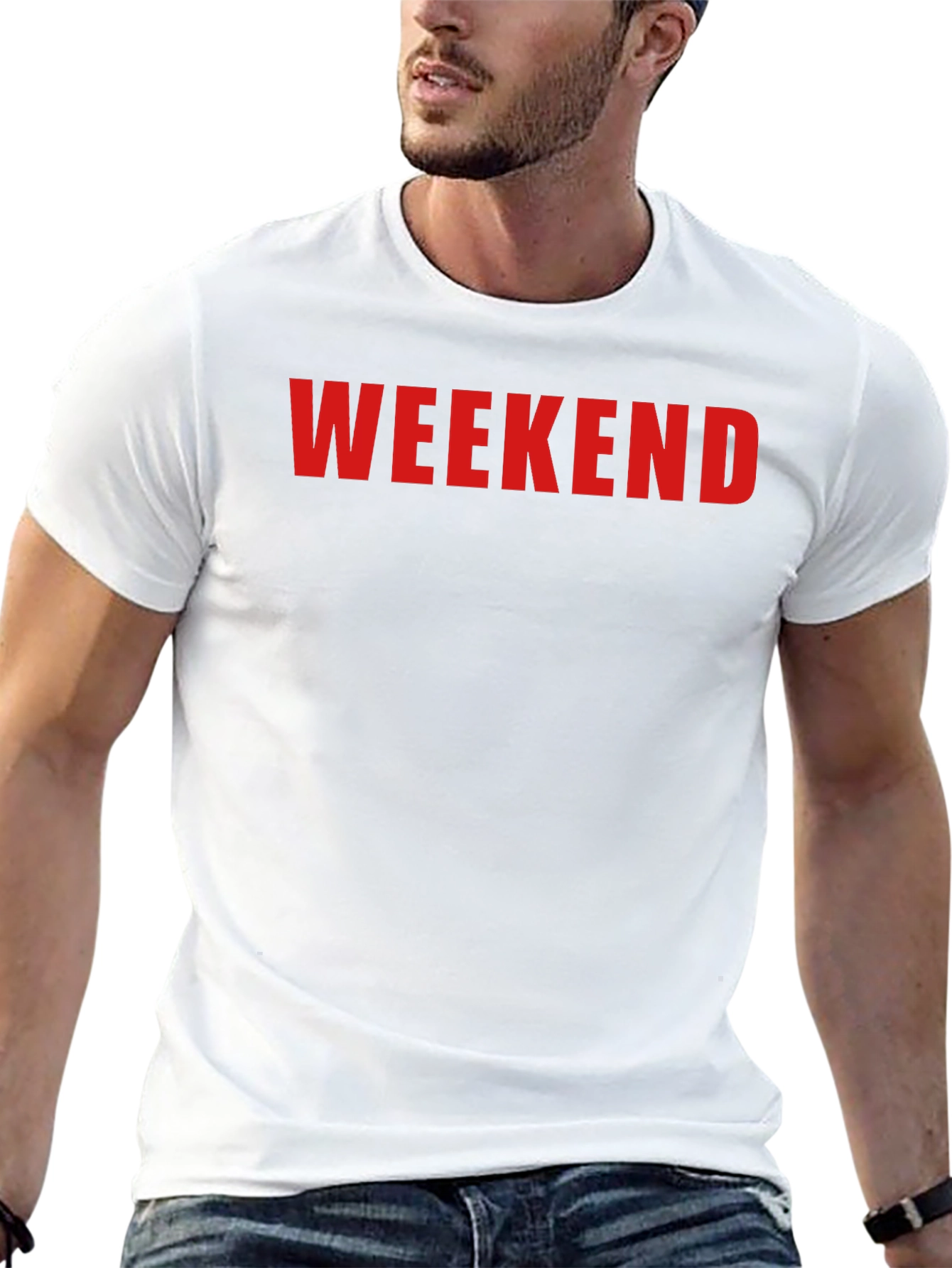 Weekend Graphic Tee - Black Cotton Casual Shirt