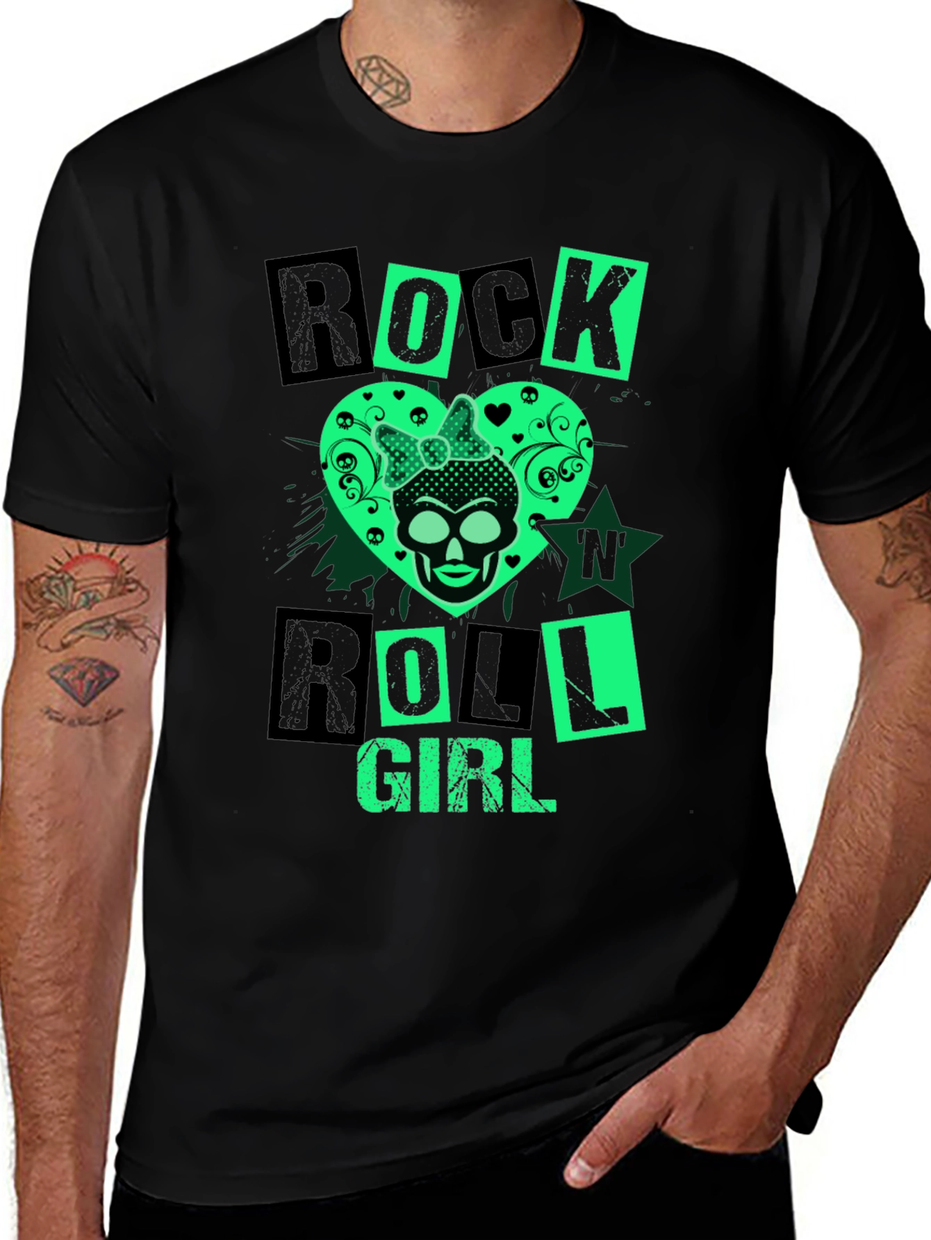 Rock N Roll Girl Skull Graphic Tee