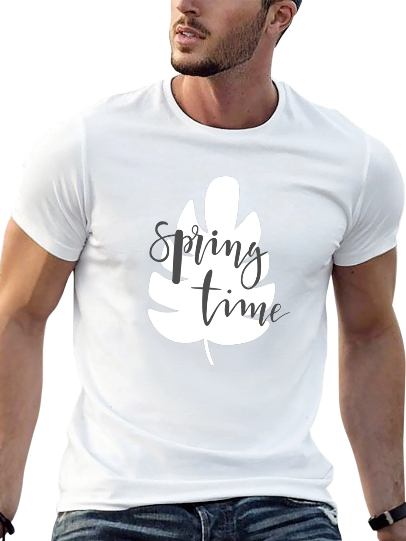 Spring Time Leaf Graphic Tee - Black