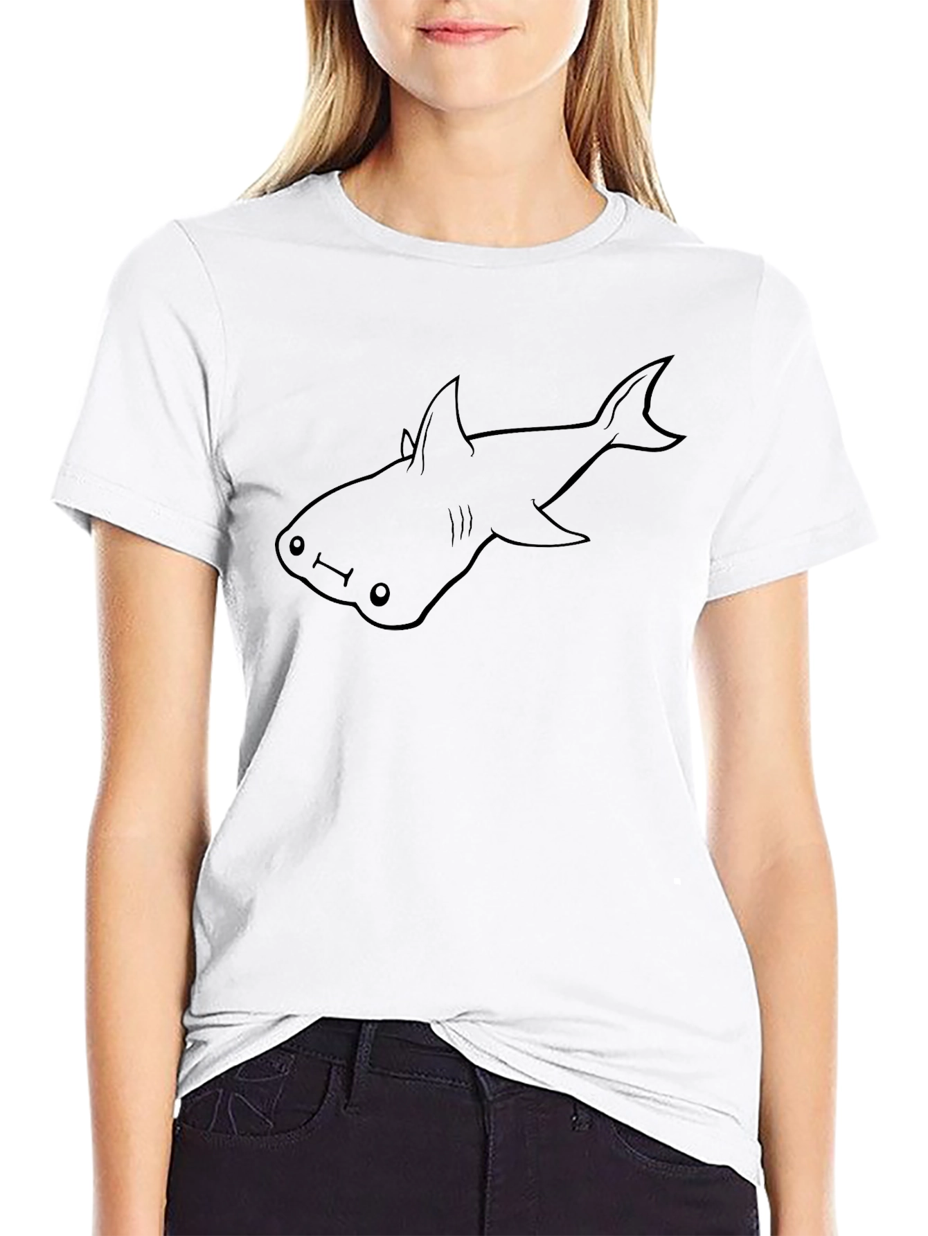 Hammerhead Shark Graphic Tee - Black Cotton T-Shirt