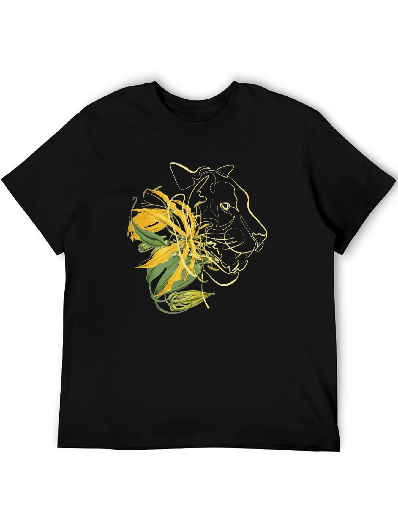 Mens Graphic Tee - Abstract Floral Panther Design