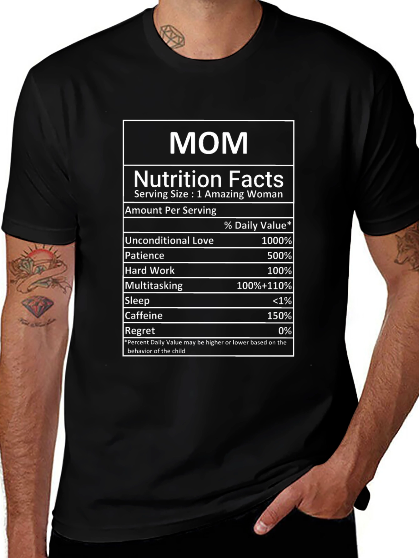 Mom Nutrition Facts Black T-Shirt