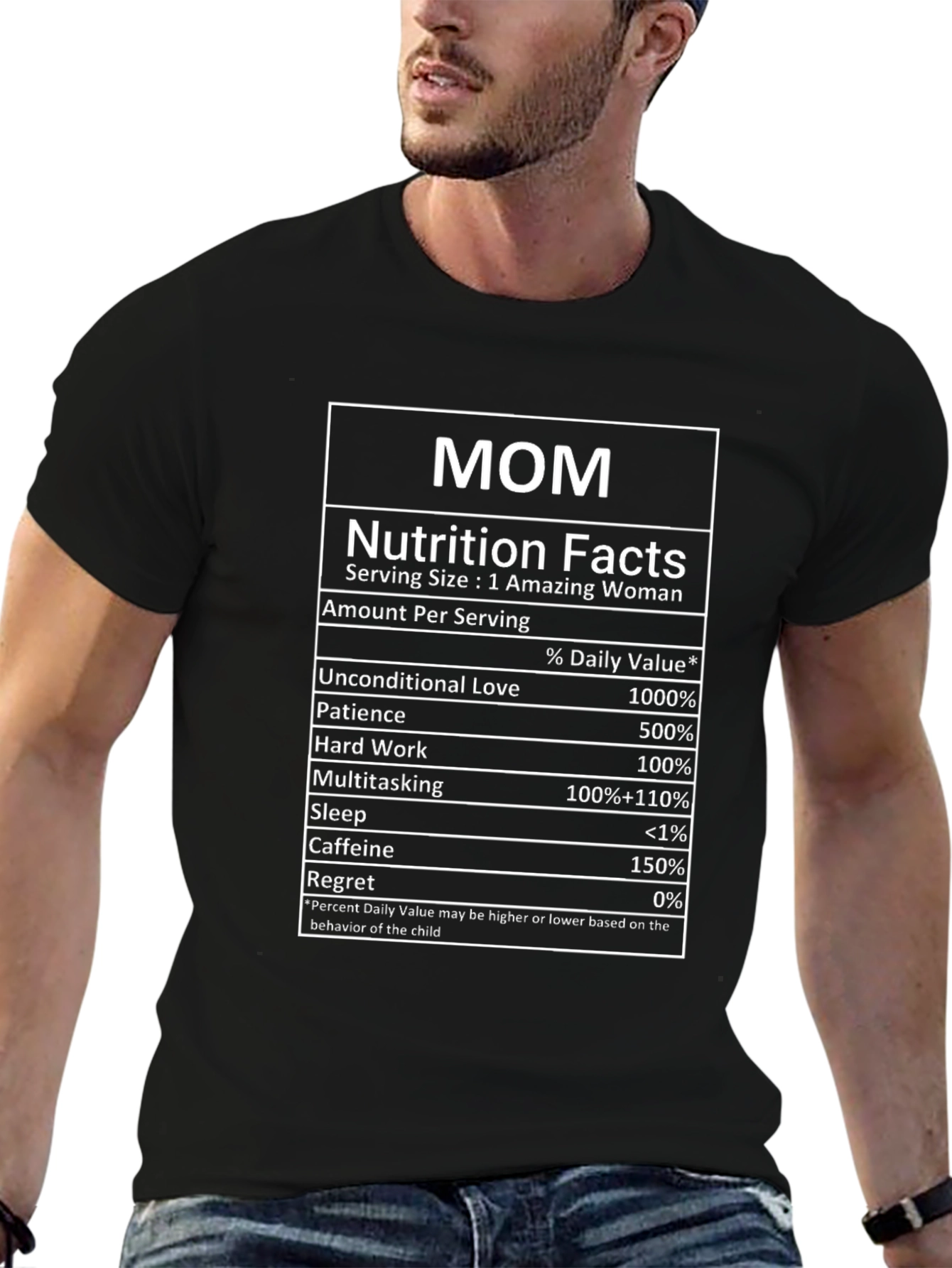 Mom Nutrition Facts Black T-Shirt