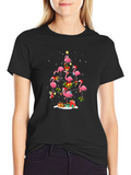 Festive Flamingo Christmas Tree Graphic Tee