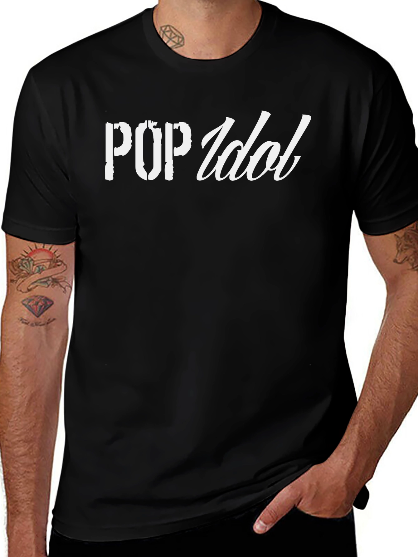 Pop Idol Graphic Print Black T-Shirt