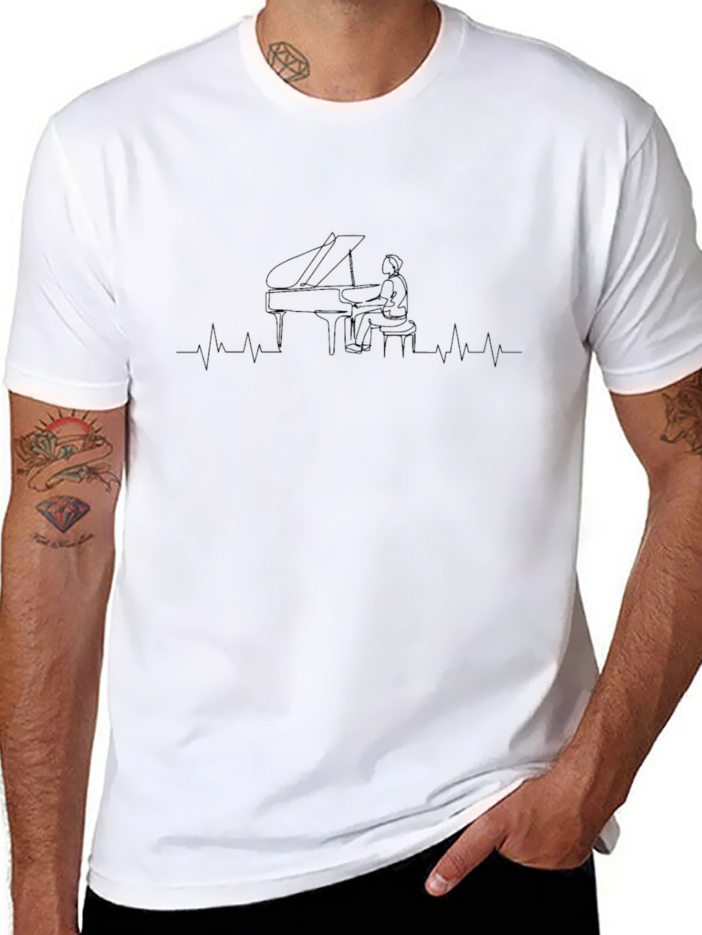 Piano Heartbeat Graphic Tee - Music Lovers T-Shirt