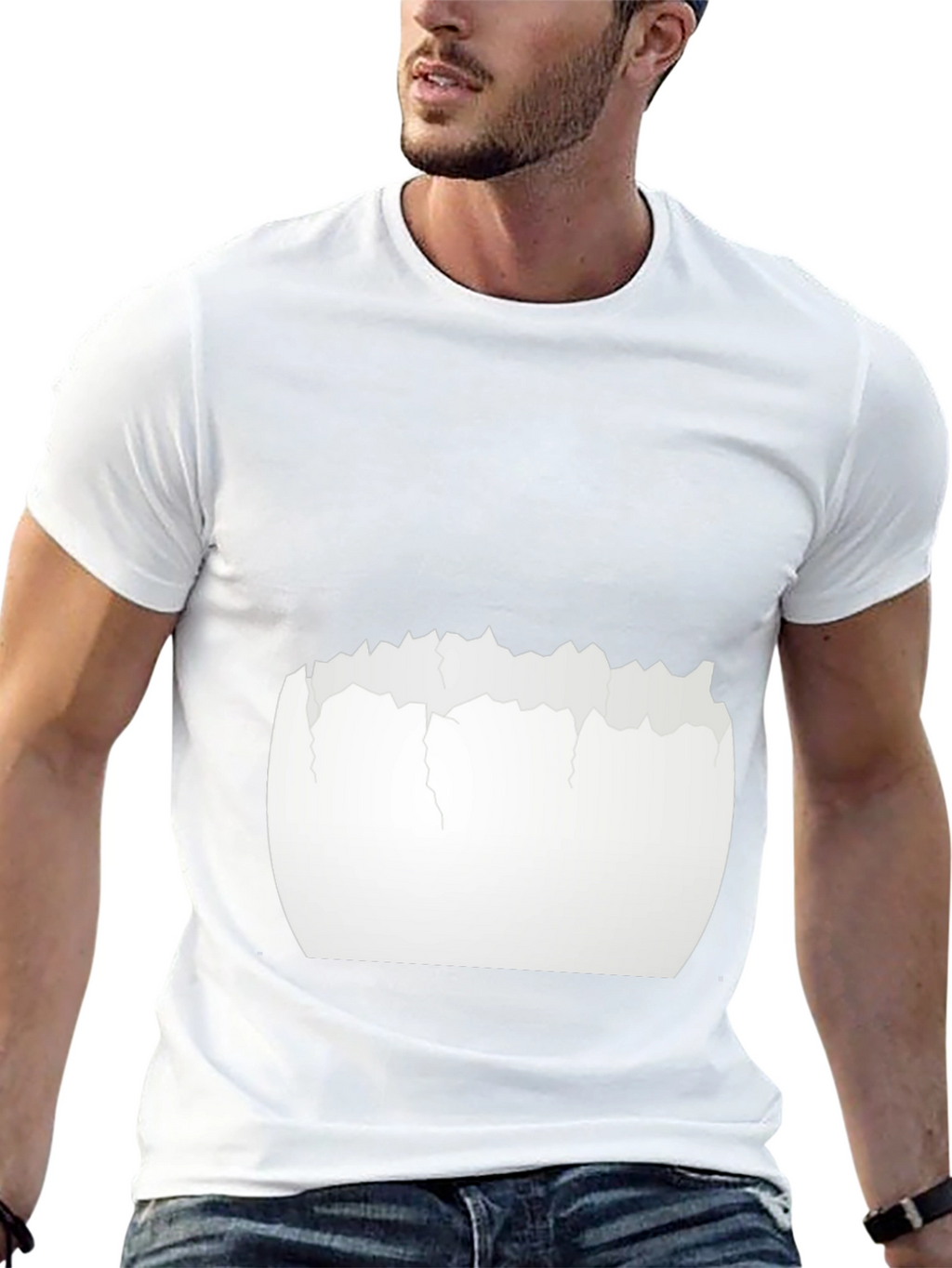 Cracked Eggshell Graphic Tee - Unique Black T-Shirt
