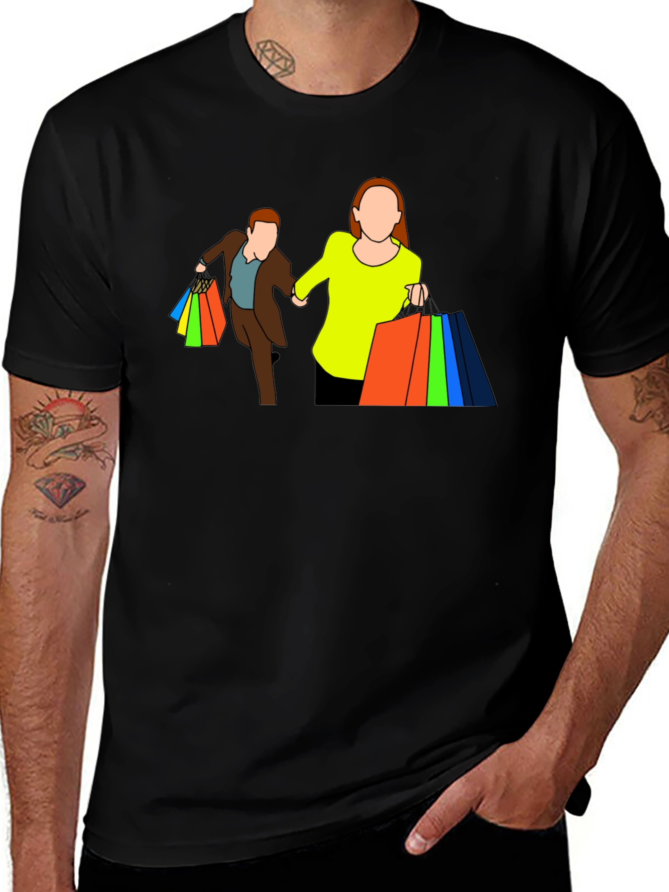 Shopping Couple Black T-Shirt