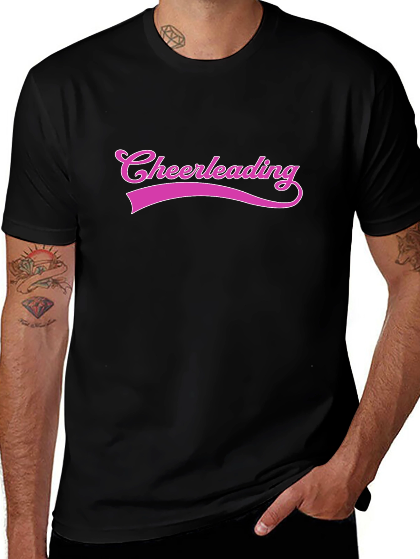 Cheerleading Graphic Tee - Black Cotton T-Shirt
