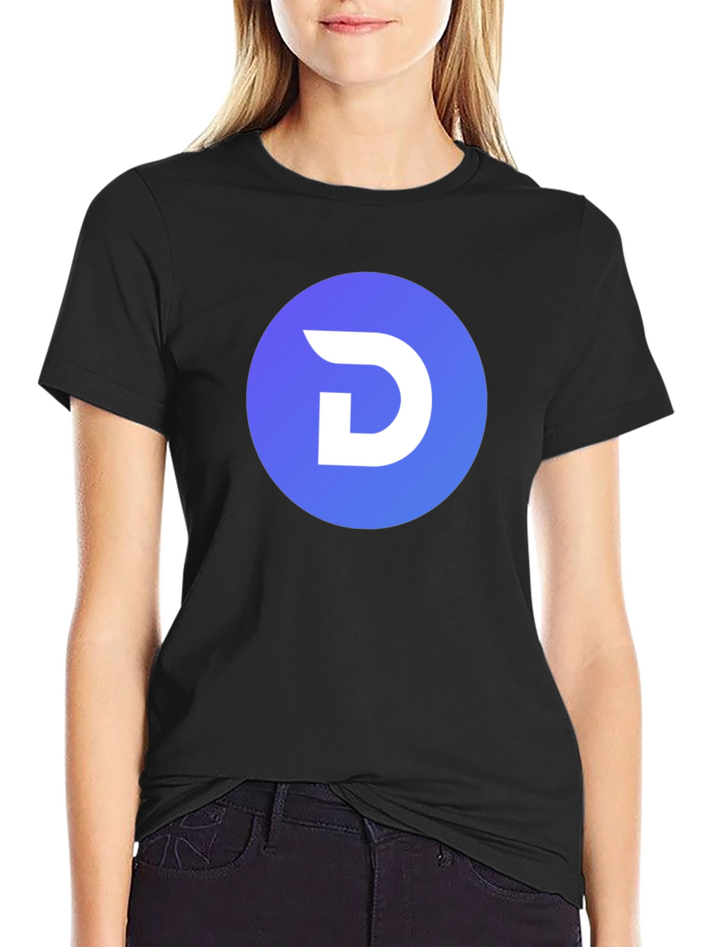 Modern Black T-Shirt with Blue Circle D Logo