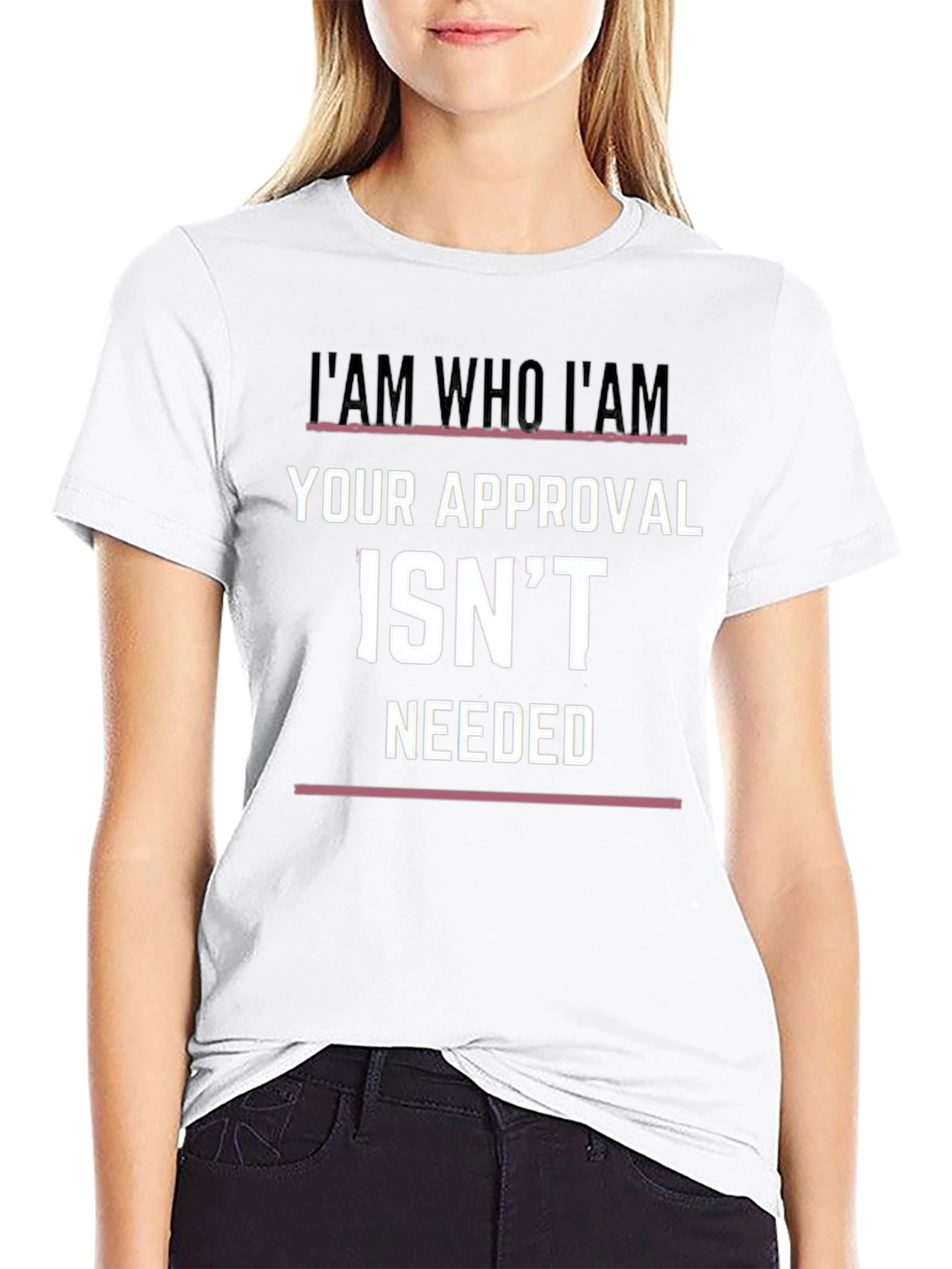 I AM WHO I AM Slogan Graphic Black T-Shirt