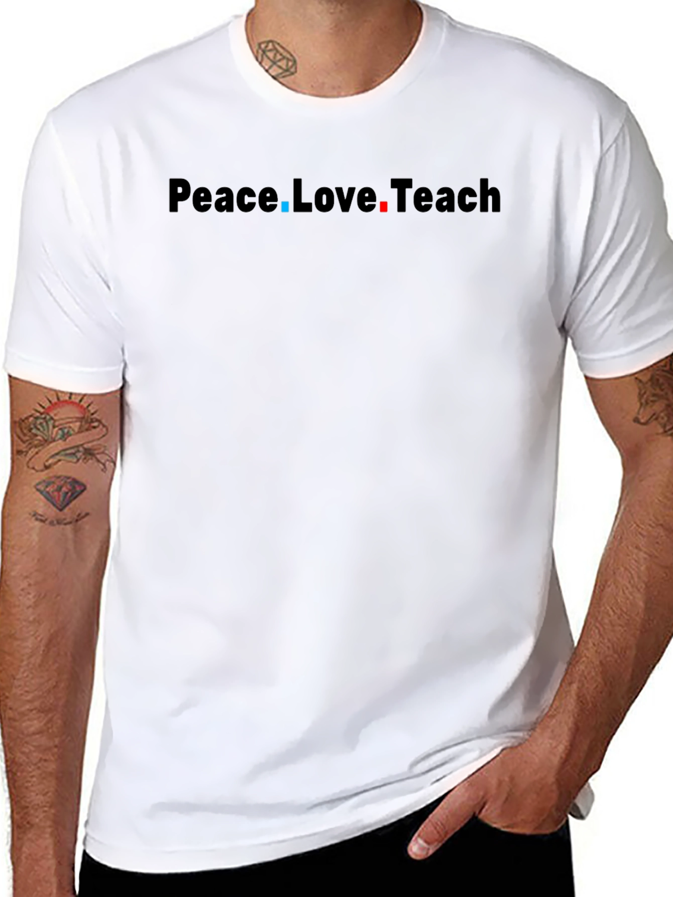 Peace Love Teach Black T-Shirt