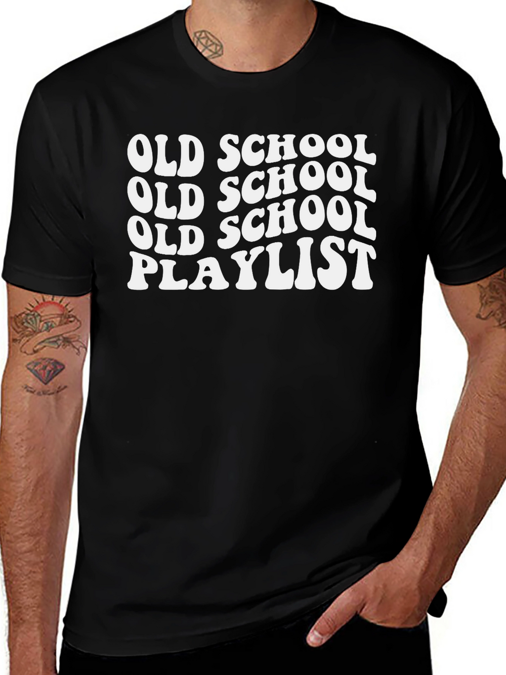 Old School Playlist Black T-Shirt