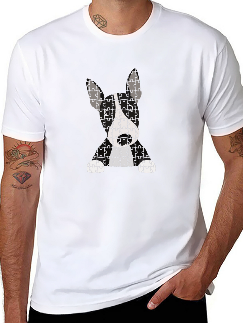 Puzzle Dog Graphic T-Shirt