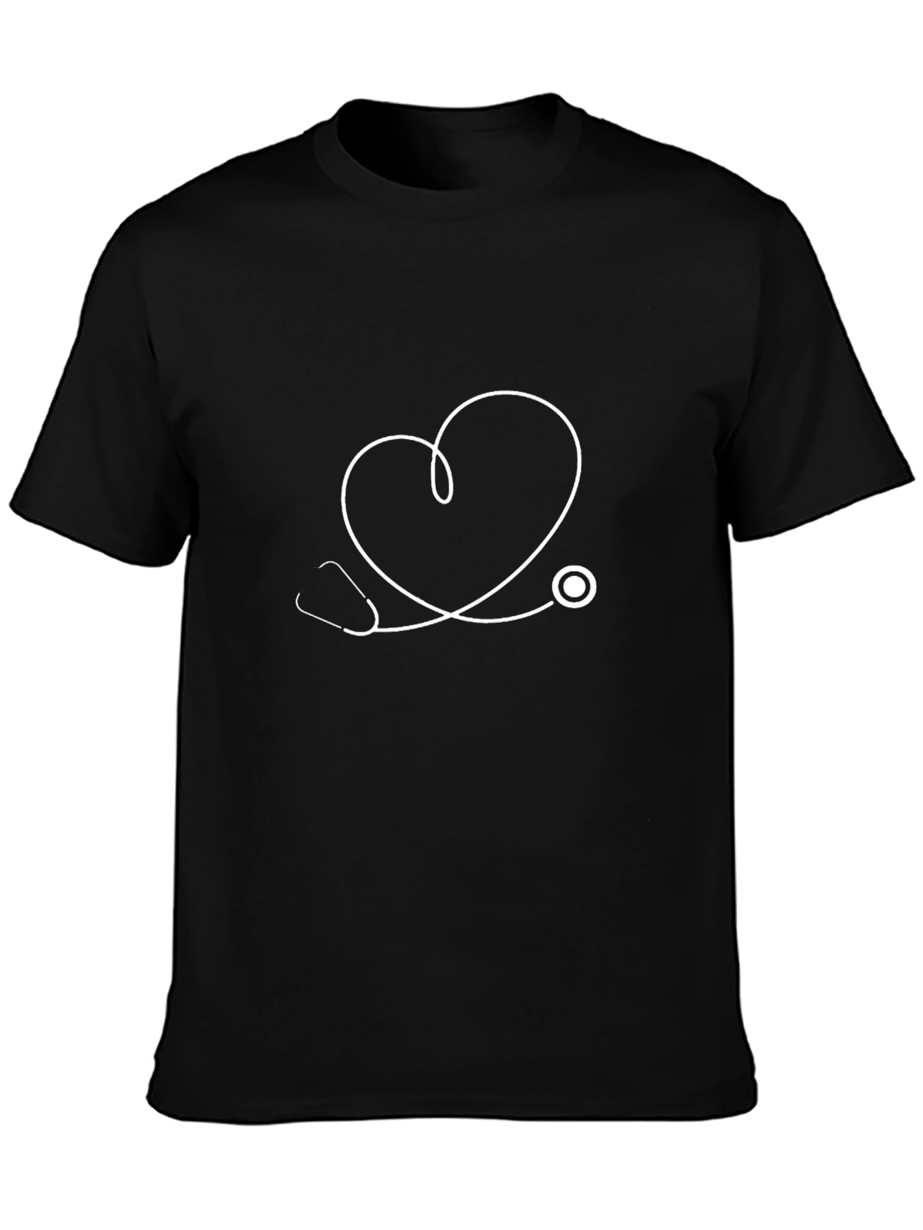 Heartbeat Stethoscope Graphic Tee - Black