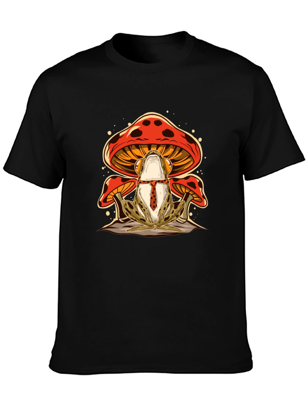 Frog & Mushroom Graphic Tee - Black