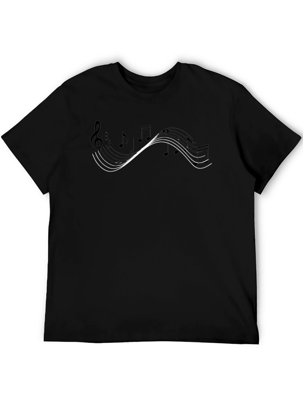 Musical Note Graphic Tee - Black Cotton Casual Shirt