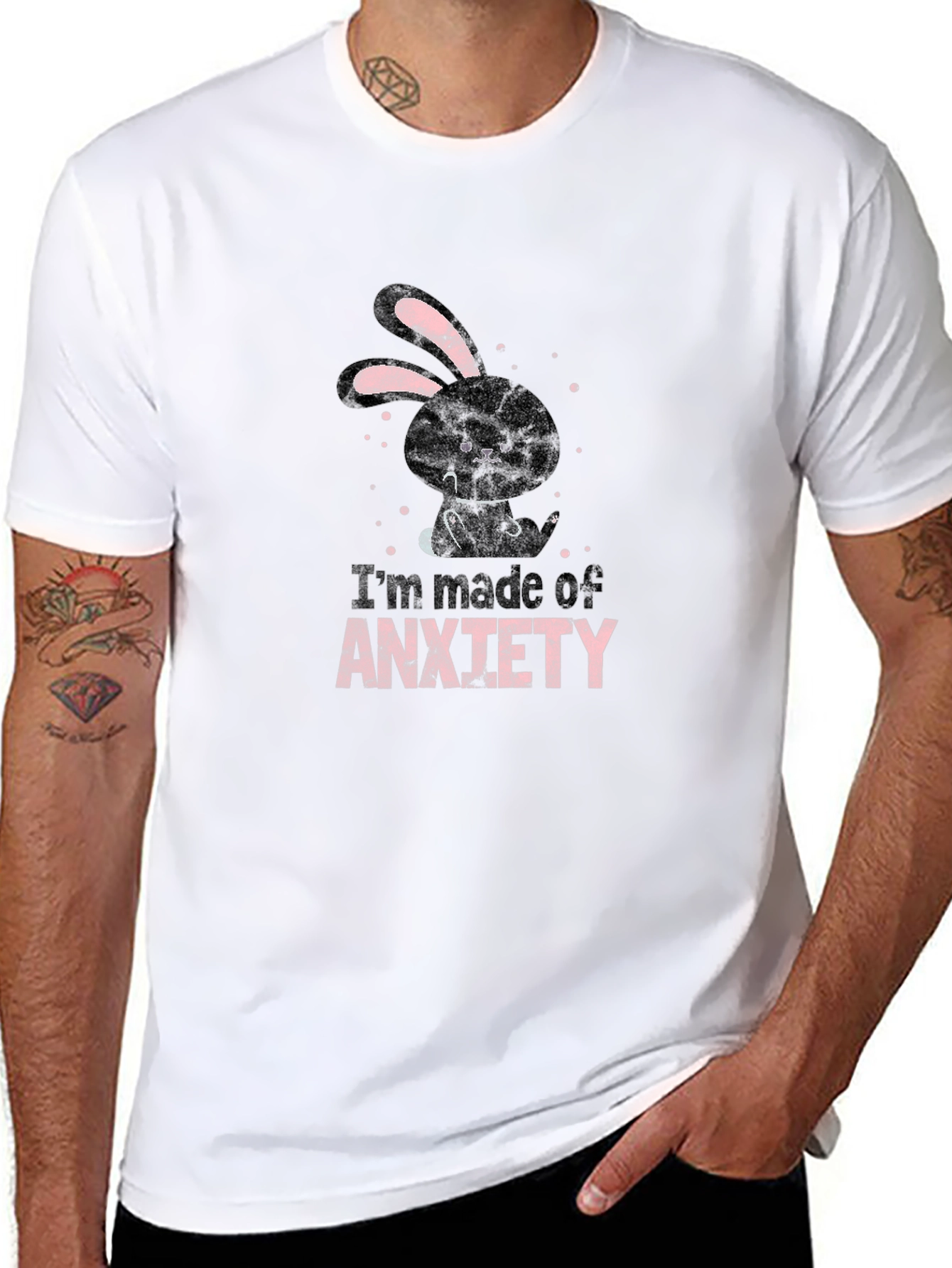 Anxiety Bunny Black Graphic Tee