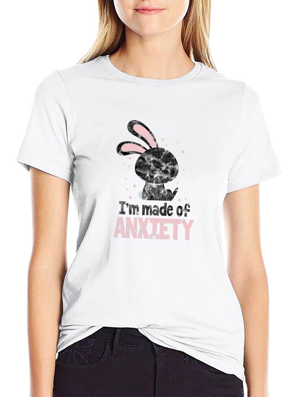 Anxiety Bunny Black Graphic Tee