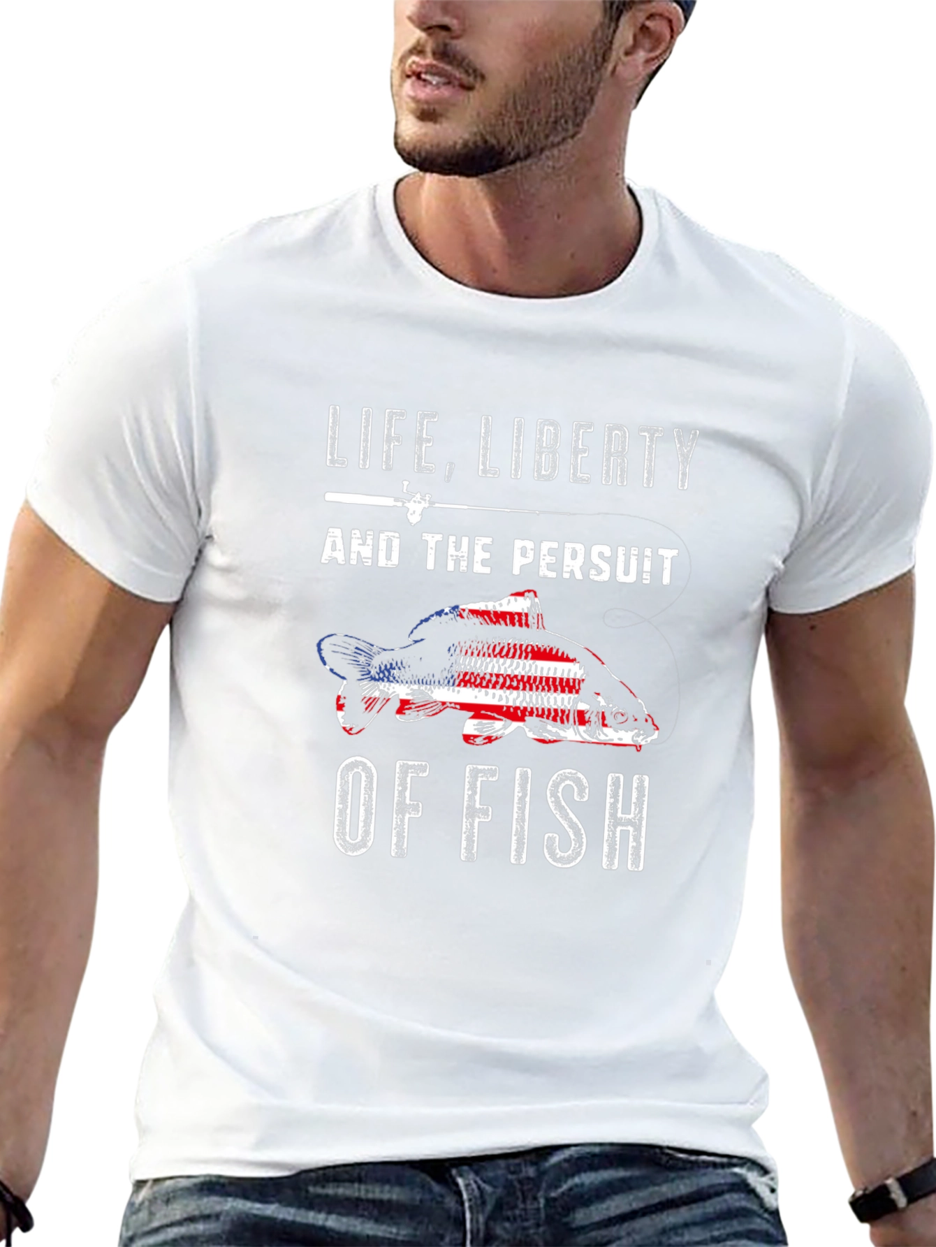 Life Liberty Pursuit of Fish Patriotic T-Shirt