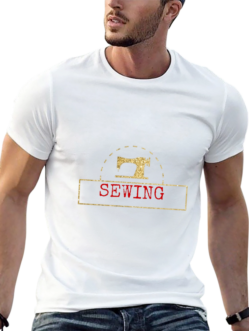 Sewing Machine Graphic Black T-Shirt