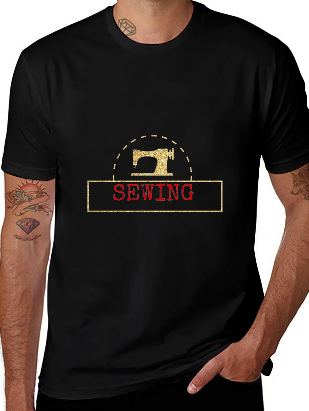 Sewing Machine Graphic Black T-Shirt