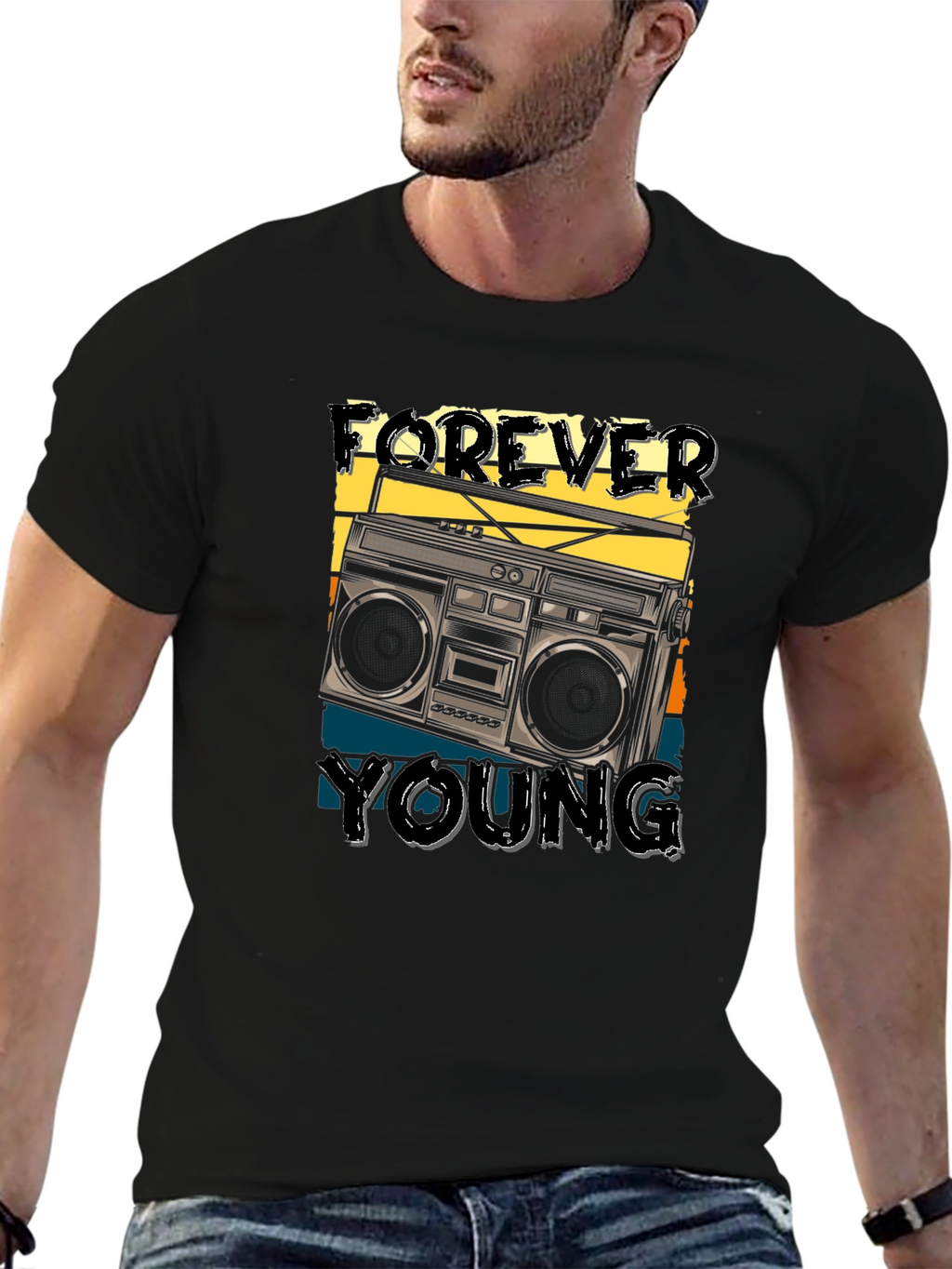 Forever Young Retro Boombox T-Shirt