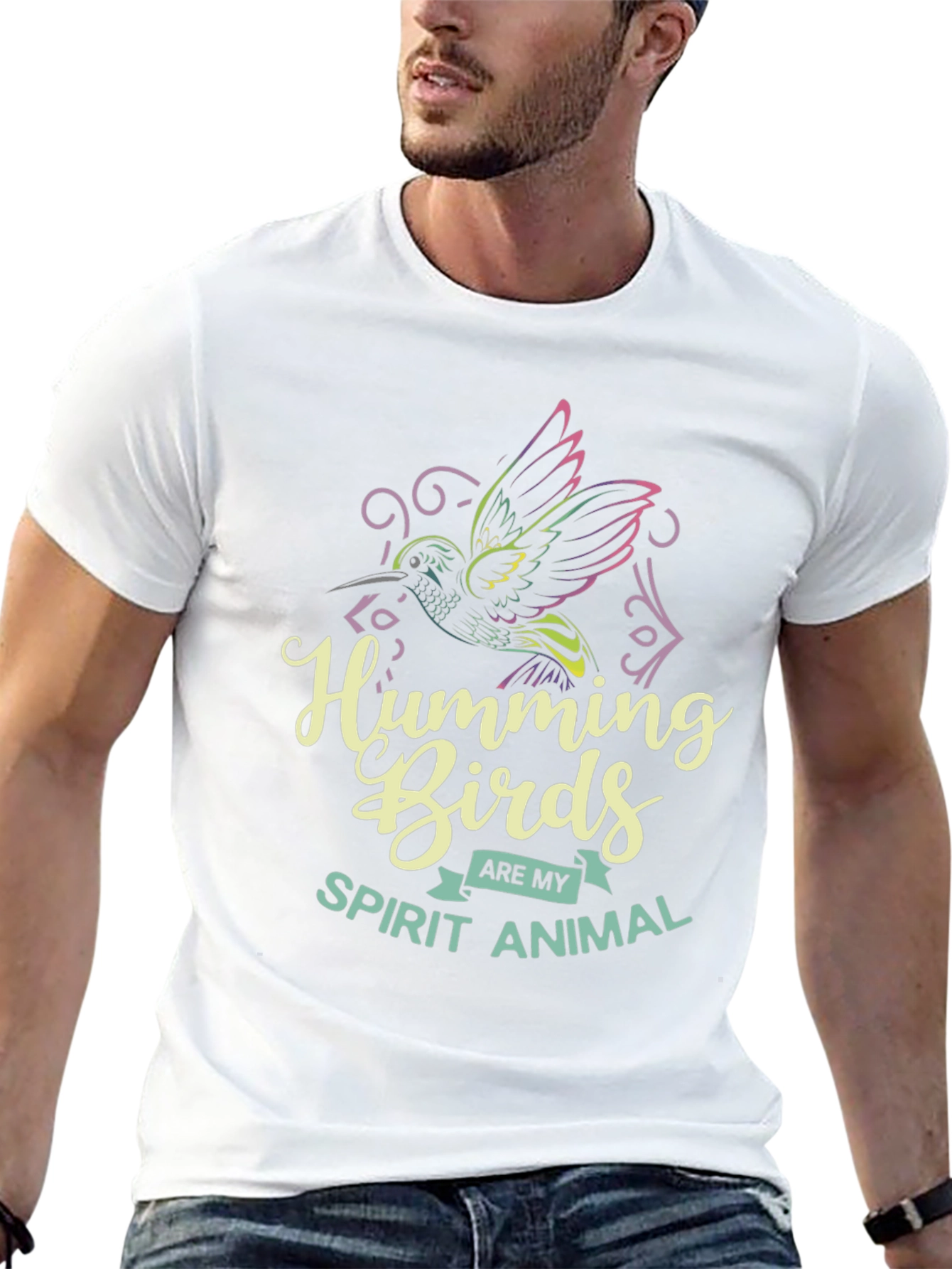 Hummingbird Spirit Animal Graphic Tee - Black Cotton Shirt