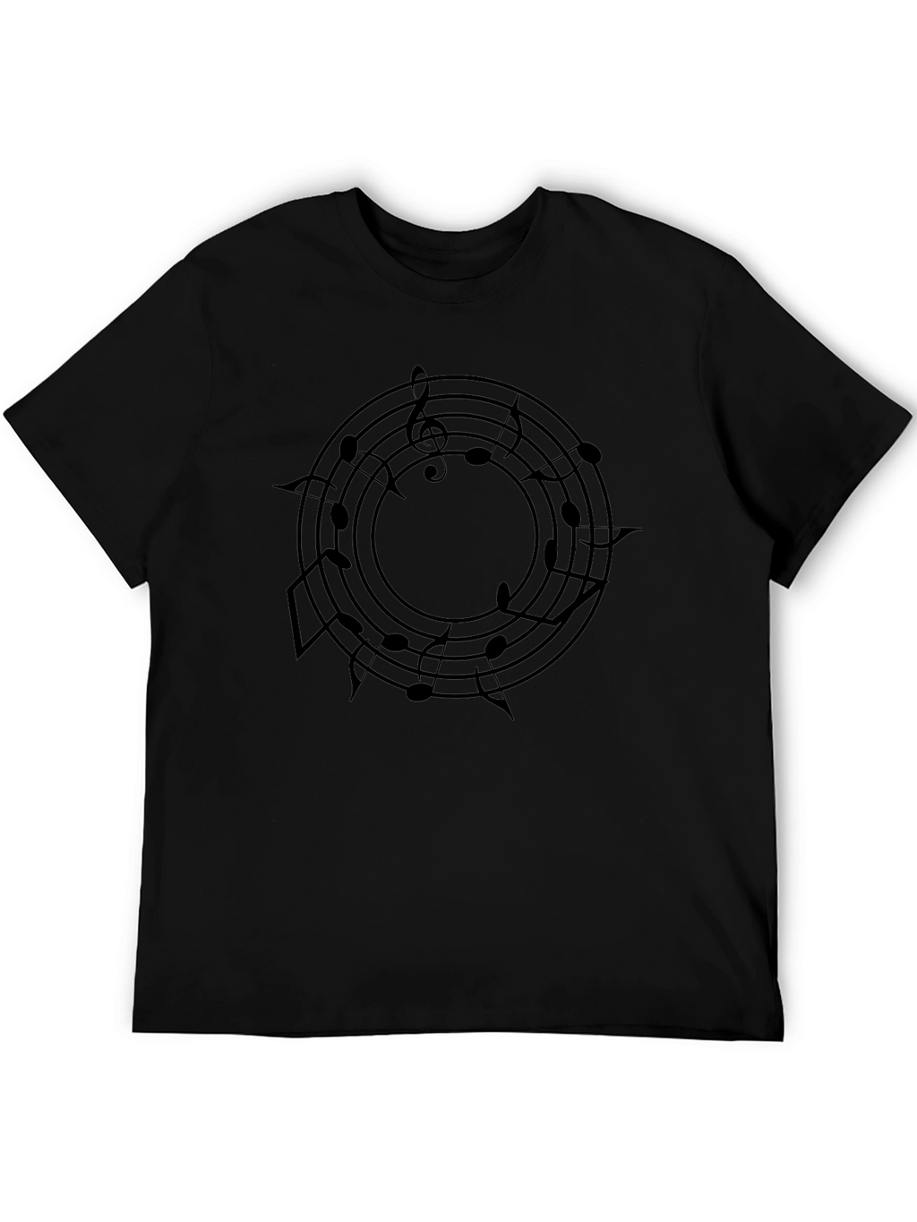 Musical Notes Circle Black T-Shirt