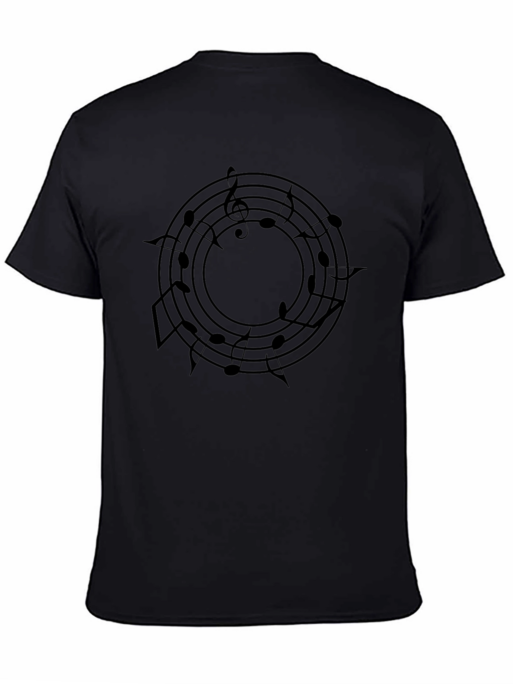 Musical Notes Circle Black T-Shirt