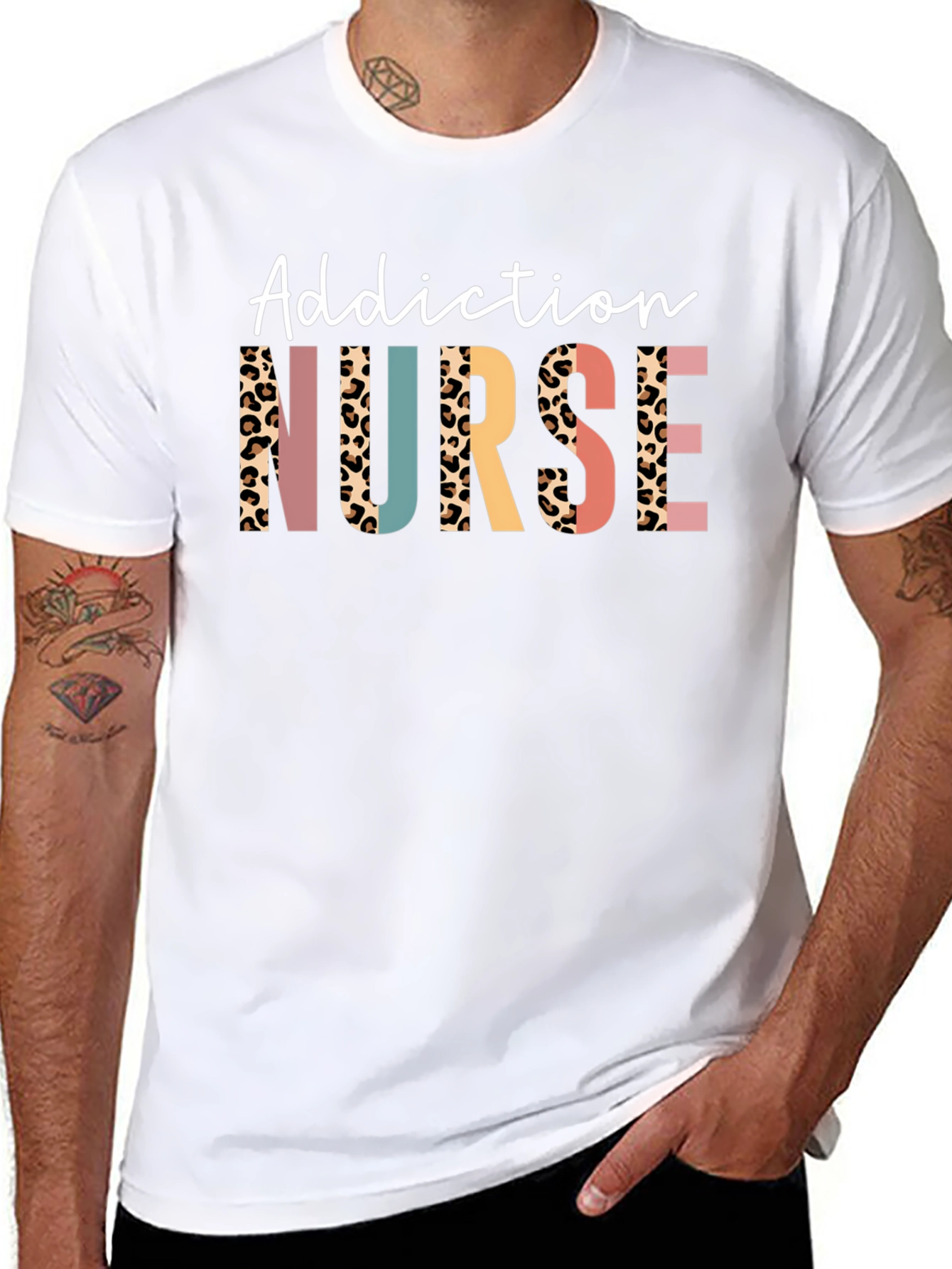 Addiction Nurse Leopard Print T-Shirt