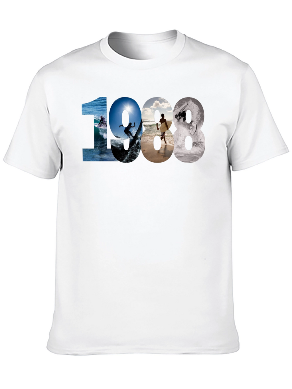1988 Surfing Graphic Tee - Black Casual T-Shirt