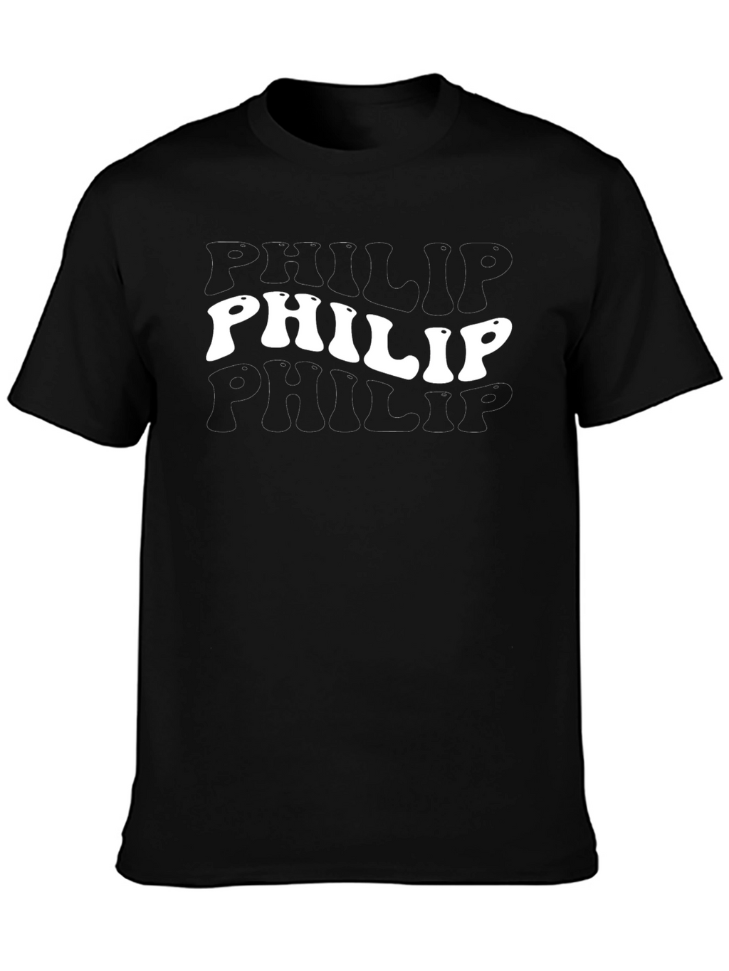 Retro Philip Graphic Tee - Black Cotton Casual T-Shirt