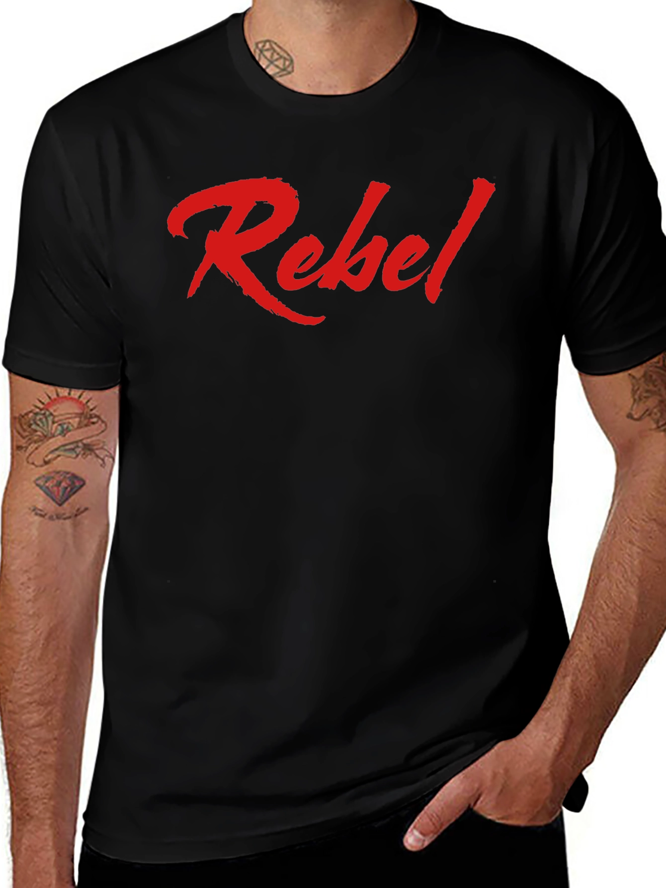 Rebel Graphic Tee - Mens Fashion Casual Crewneck
