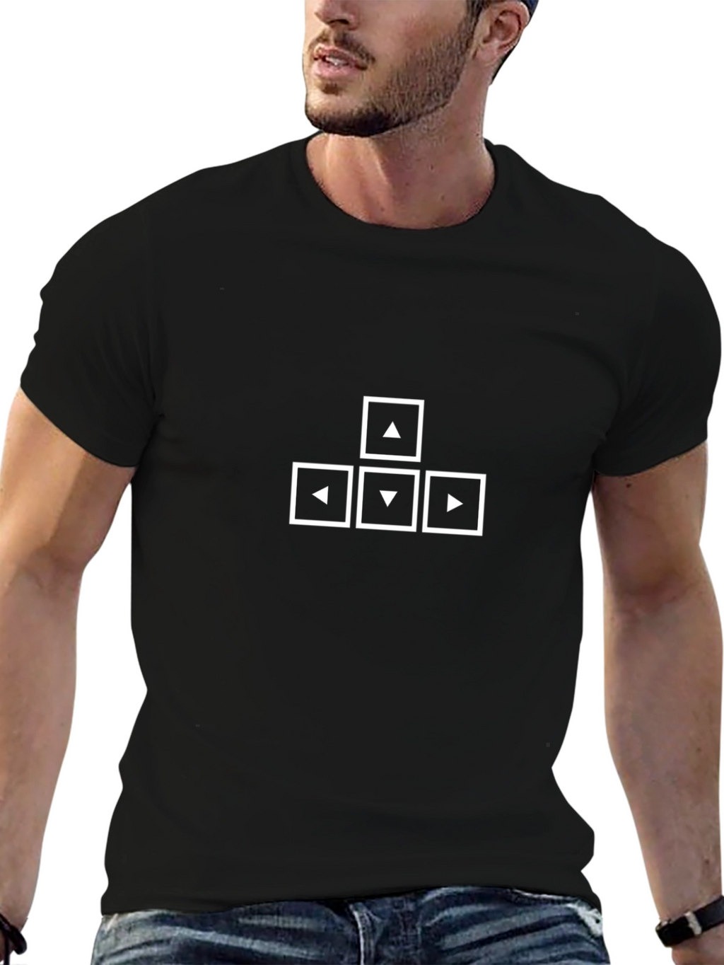 Arrow Keypad Graphic Tee - Black Cotton T-Shirt