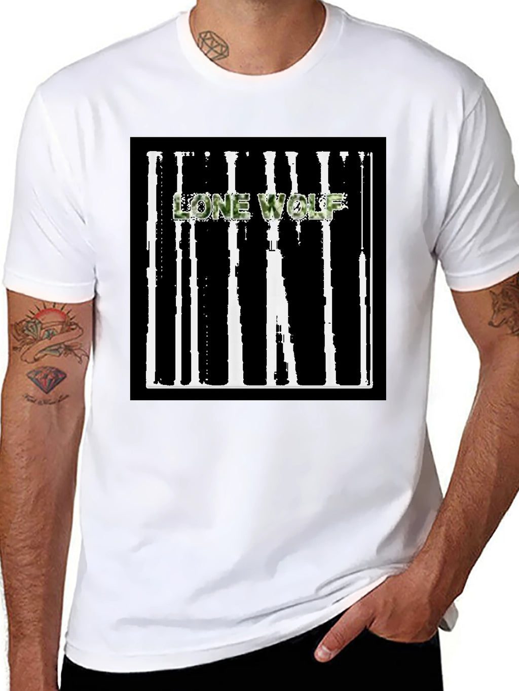 Lone Wolf Graphic Tee - Black Cotton Blend T-Shirt