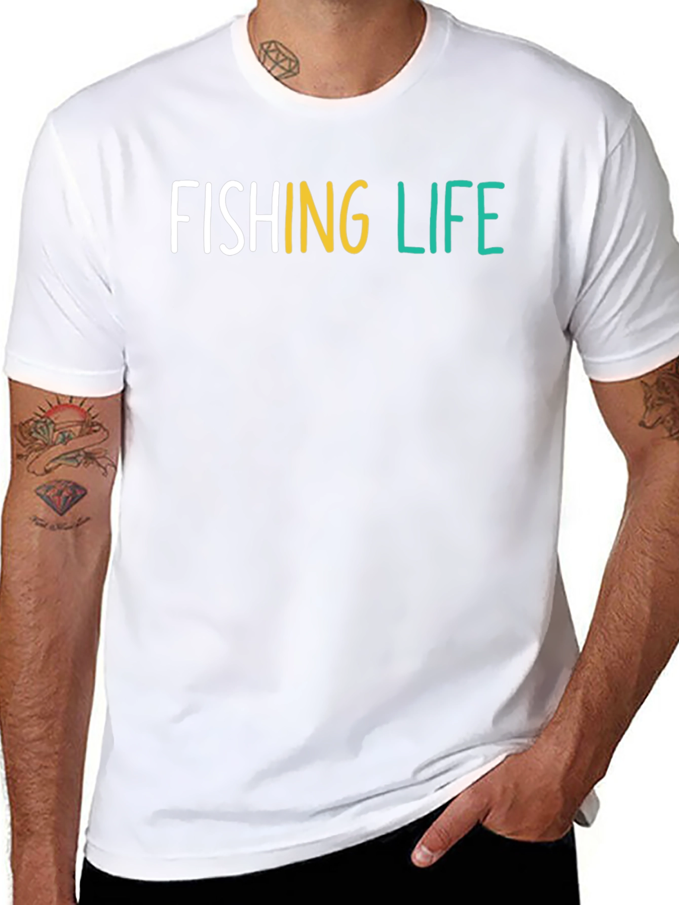 Fishing Life Graphic Tee - Black Cotton T-Shirt
