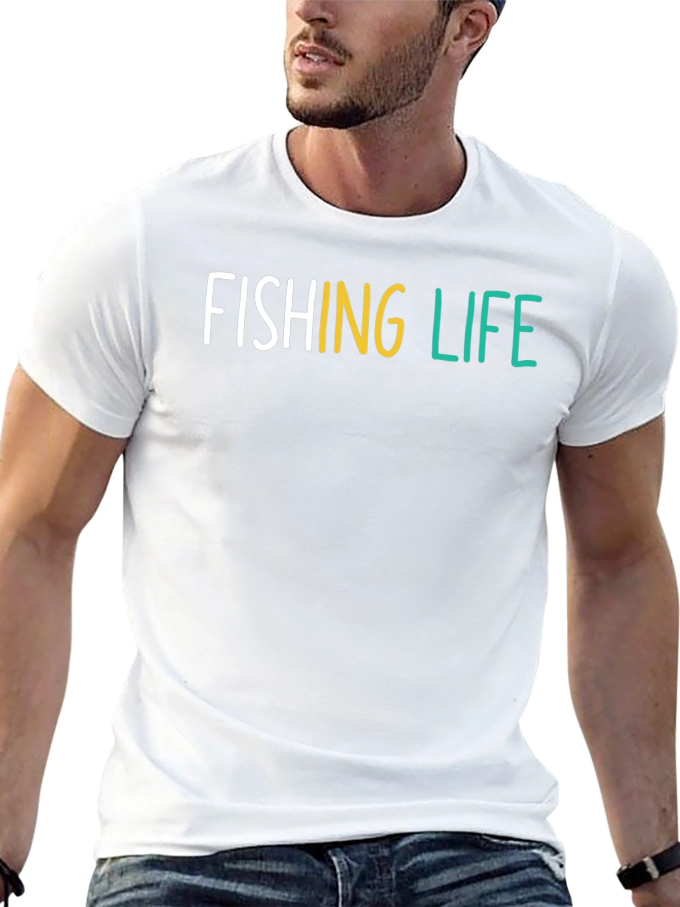 Fishing Life Graphic Tee - Black Cotton T-Shirt