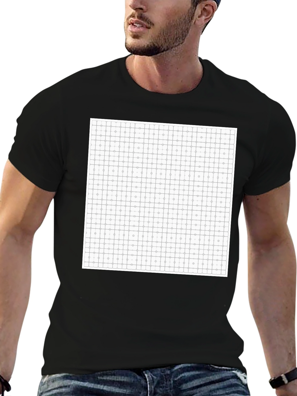 Geometric Grid T-Shirt - Modern Pattern Tee