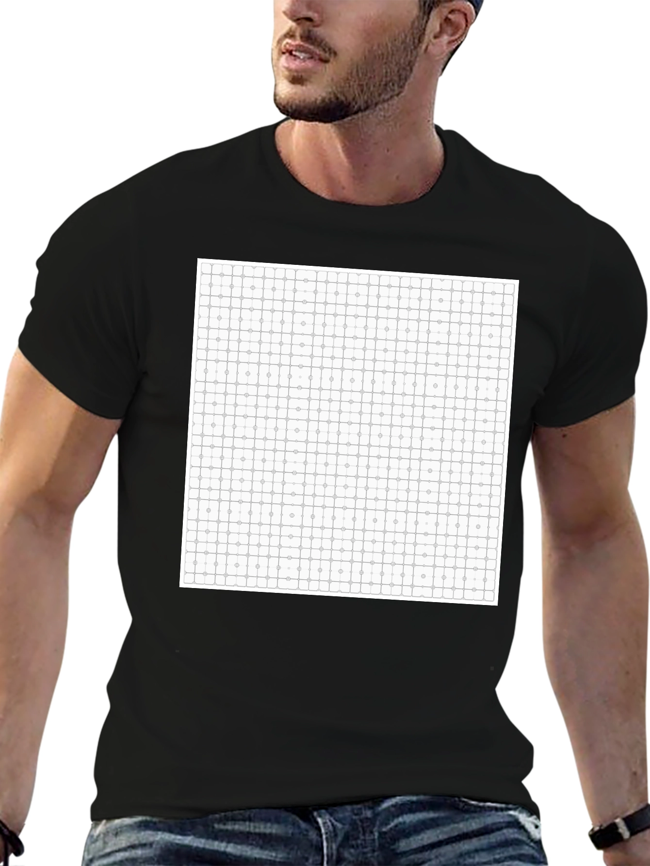 Geometric Grid T-Shirt - Modern Pattern Tee