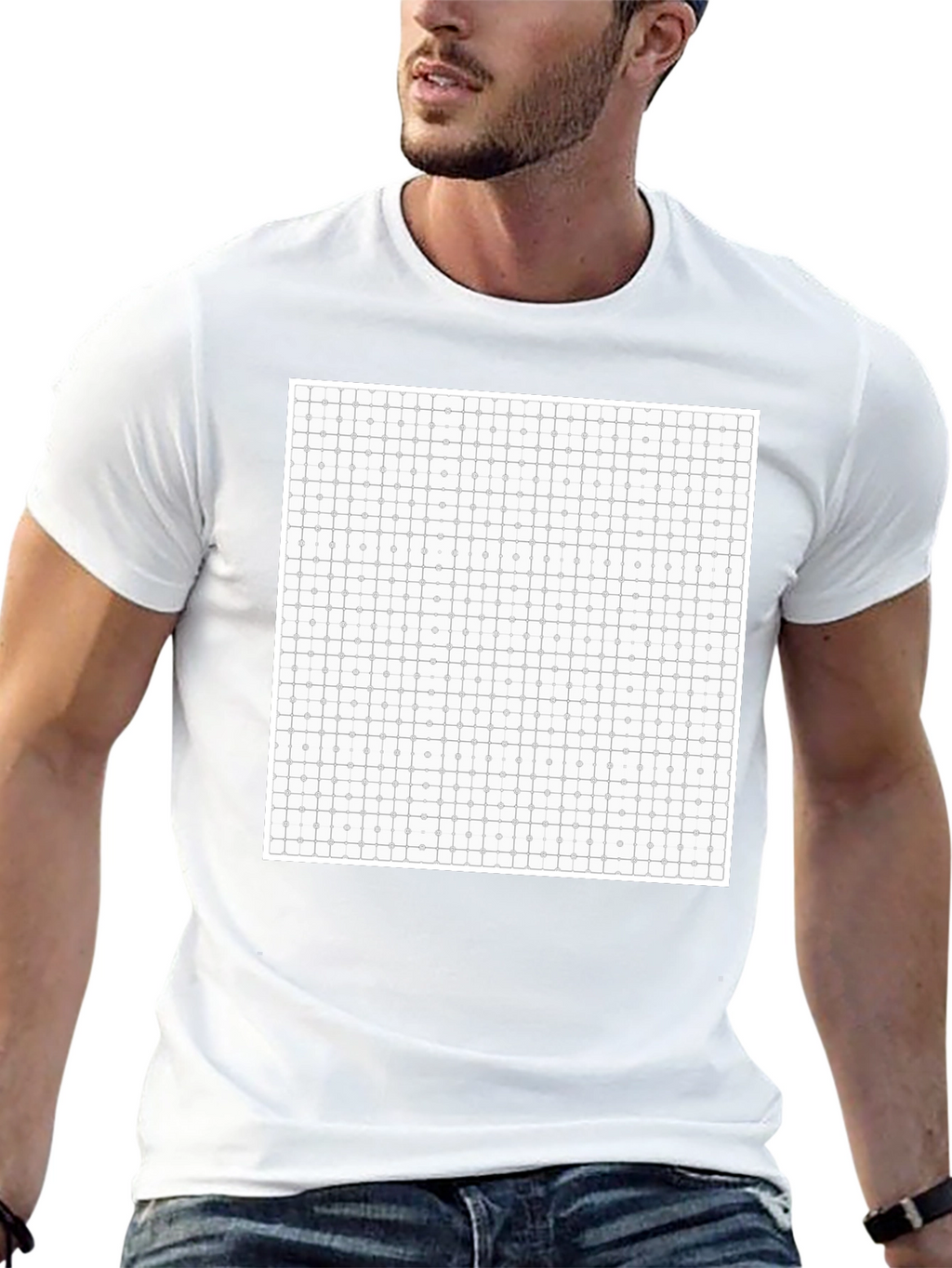 Geometric Grid T-Shirt - Modern Pattern Tee